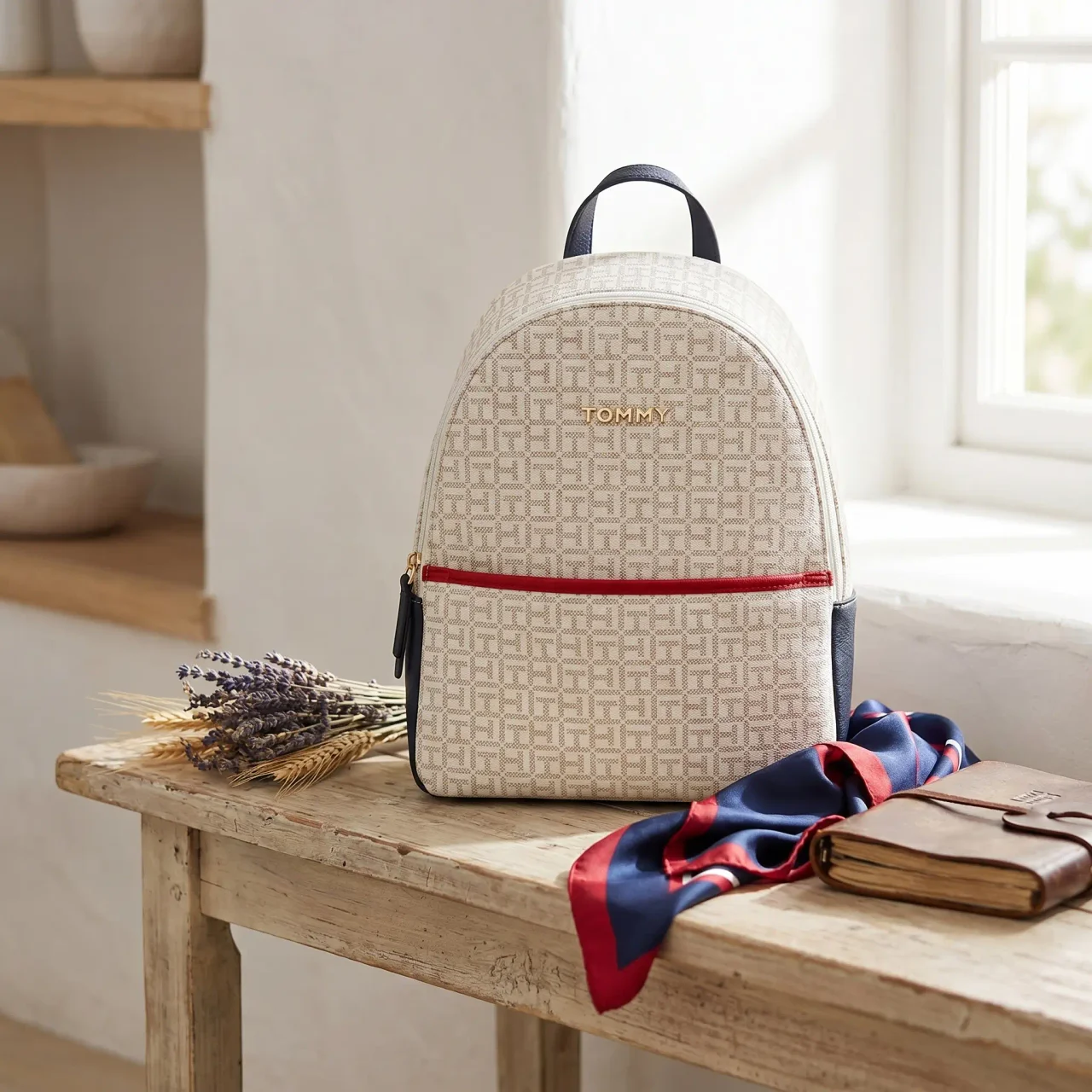 کیف کوله سفید سرمه ای Tommy Hilfiger